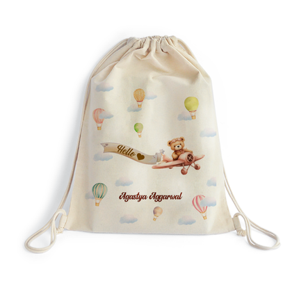 Airplane & Bear Tales - Drawstring Bags