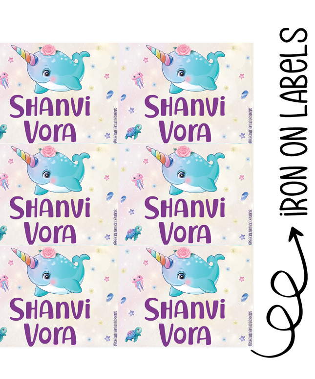 Unicorn Dolphin Tales - Iron on Labels